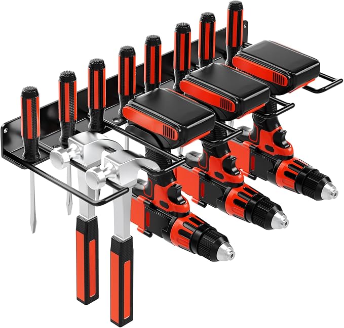 Drill Holder Power Tool Organizer Wall Mount, 4 Cordless Drill Racks by VeyFolzinst