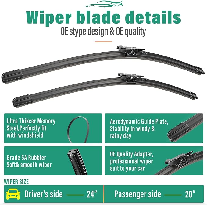 24" 20" 11" Windshield Wiper Blades Replacement - Image 3