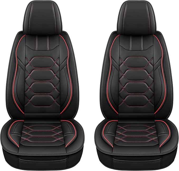 Pariitadin Leather Car Seat Covers Front Pair, Waterproof Faux Leather Seat - Image 2