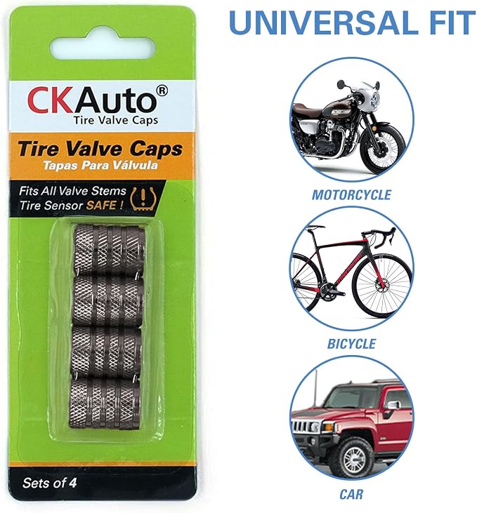 CKAuto Tire Valve Stem Caps, Anodized Aluminum Tire Valve Cap Set, Corrosion - Image 5