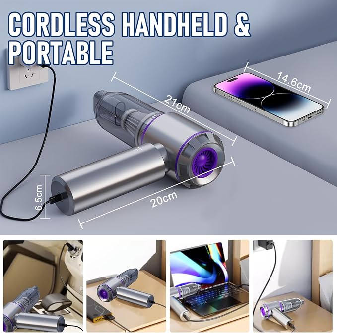 Car Vacuum Portable Cordless 20000PA High Power Mini Vacuum Cleaner 4-in-1 - Image 6