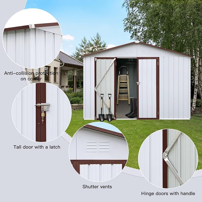 12 x 10 FT Metal Garden Shed, Outdoor Storage Shed - Image 5