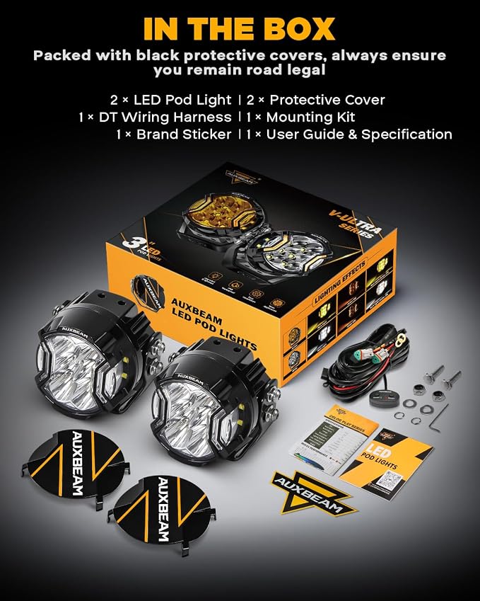 Auxbeam V-Ultra Series 3" 108W Side Shooter LED Pods - Image 6