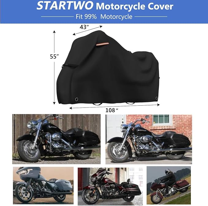 STARTWO Motorcycle Covers with Side Box Waterproof Outdoor - Image 2