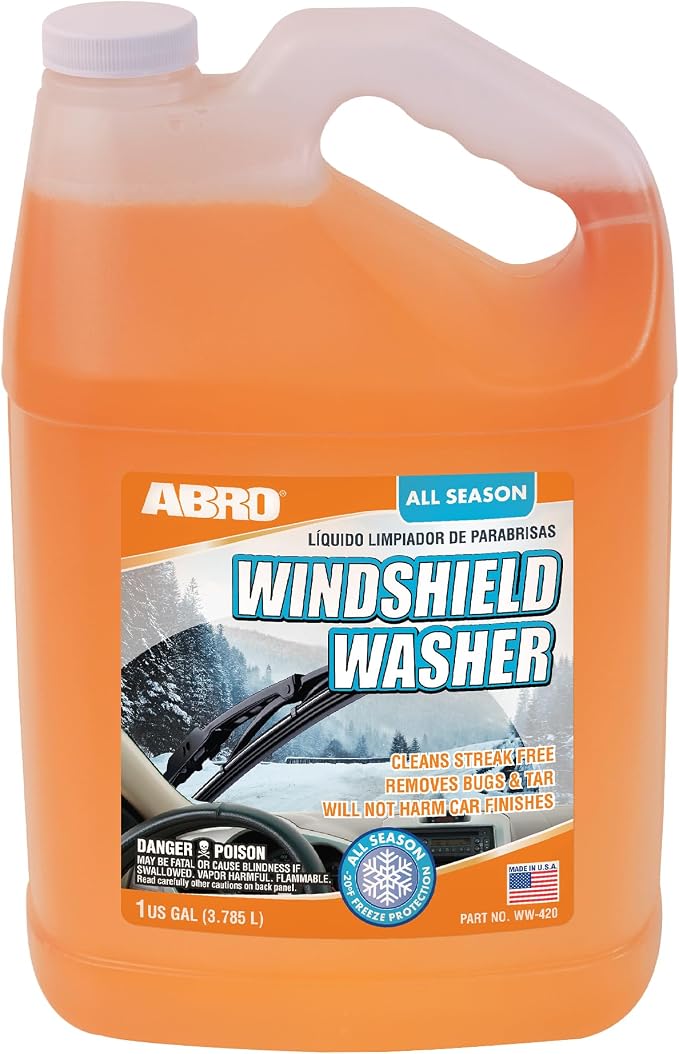 ABRO Car Windshield Washer Fluid: 1 Gallon, All Season/Weather Vehicle Window by ABRO