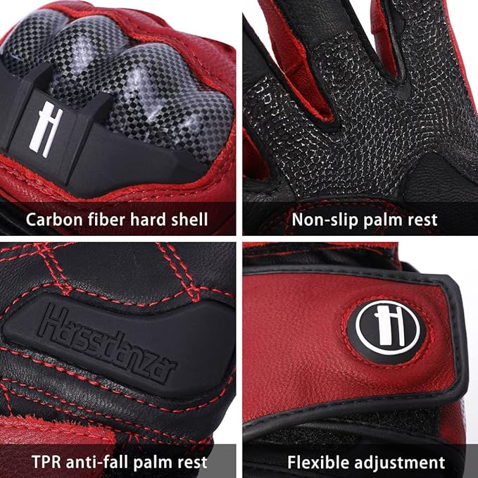 Harssidanzar Leather Motorcycle Gloves - Image 2