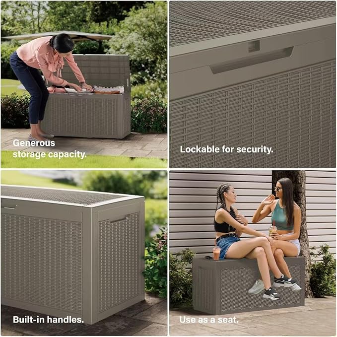 200 Gallon Resin Deck Box, Waterproof Outdoor Storage Bin - Image 6