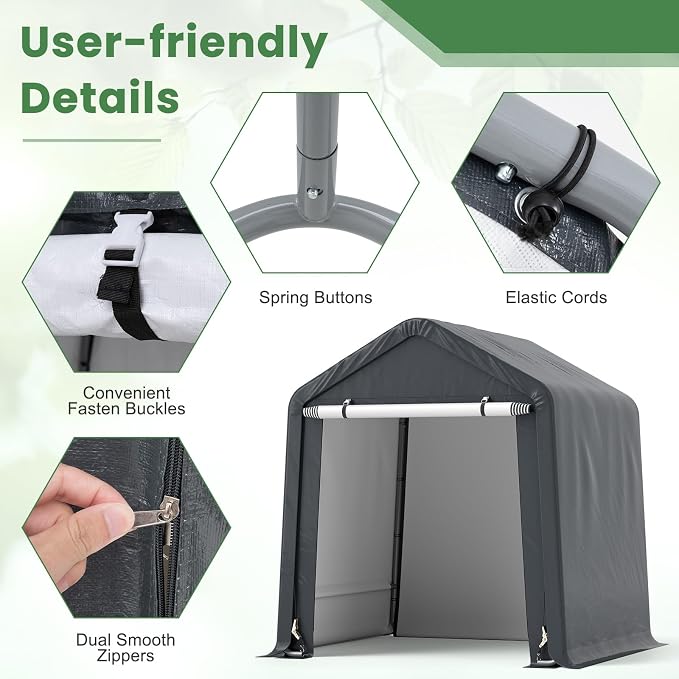 Tangkula 6x6.5Ft Portable Shed, Outdoor Storage Shelter - Image 6