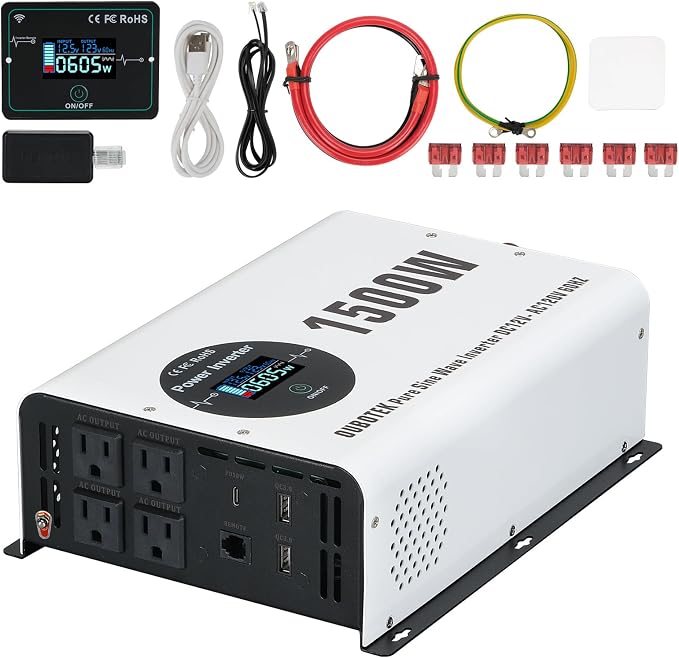 1500W Pure Sine Wave Power Inverter by OUBOTEK