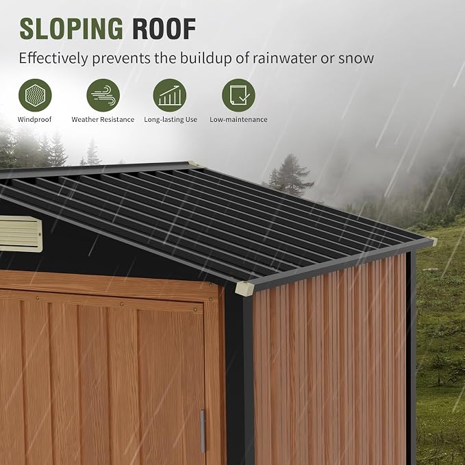 Outdoor Storage Shed 6x4 Ft, Lockable Metal Garden Shed - Image 6