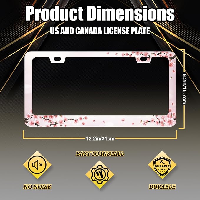 Cherry Blossom License Plate Frame Floral Pink Flowers License Plate Holder - Image 2