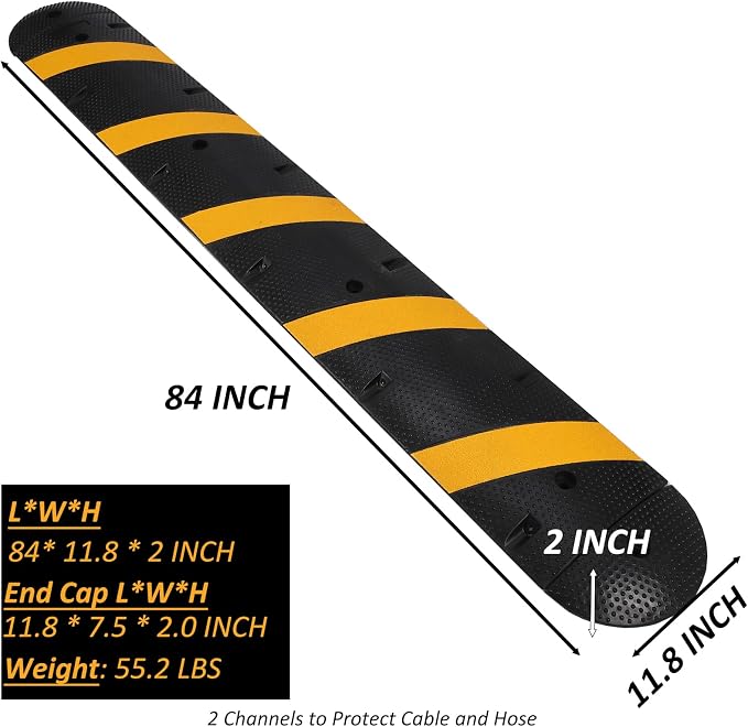 Heavy Duty Speed Bumps for Driveway, 2 Channel Modular Traffic Speed Bump Hump - Image 9