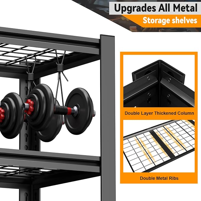 Garage Shelf, Heavy Duty Storage Rack Load 3000lb, 5-Tier Metal Garage Shelving - Image 7