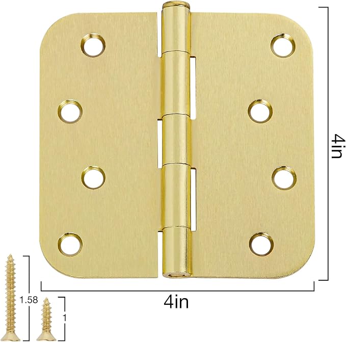 12 Pack 4"x 4 Inch Door Hinges Brass Hardware Gold Exterior Door Hinge 8 Holes - Image 4