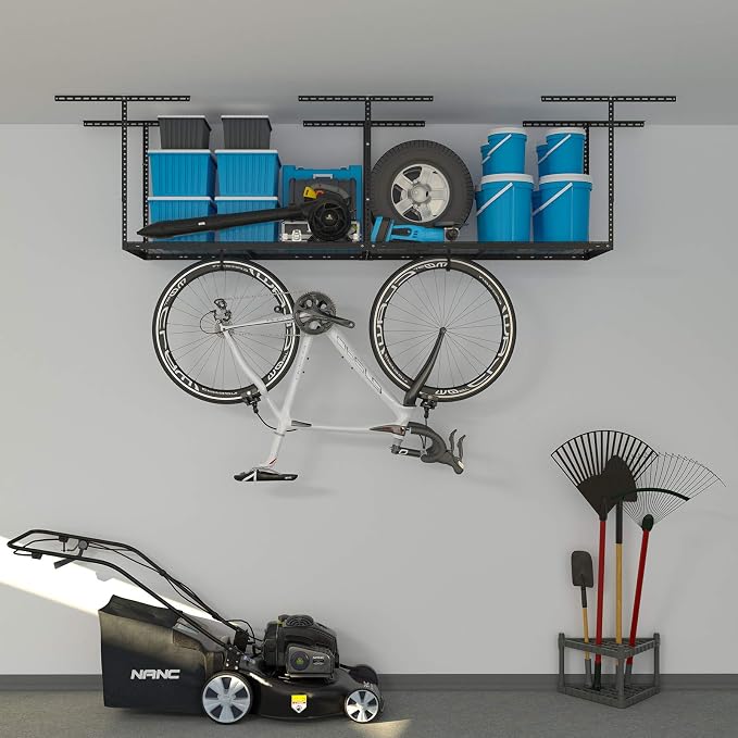2ftx8ft Overhead Garage Storage Rack, Heavy-Duty Metal Garage Ceiling Storage - Image 2