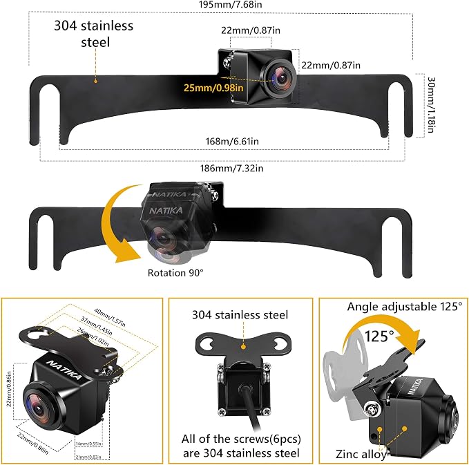 NATIKA Backup/Front View Camera: No Distorted Affect Starlight Night Vision HD - Image 6