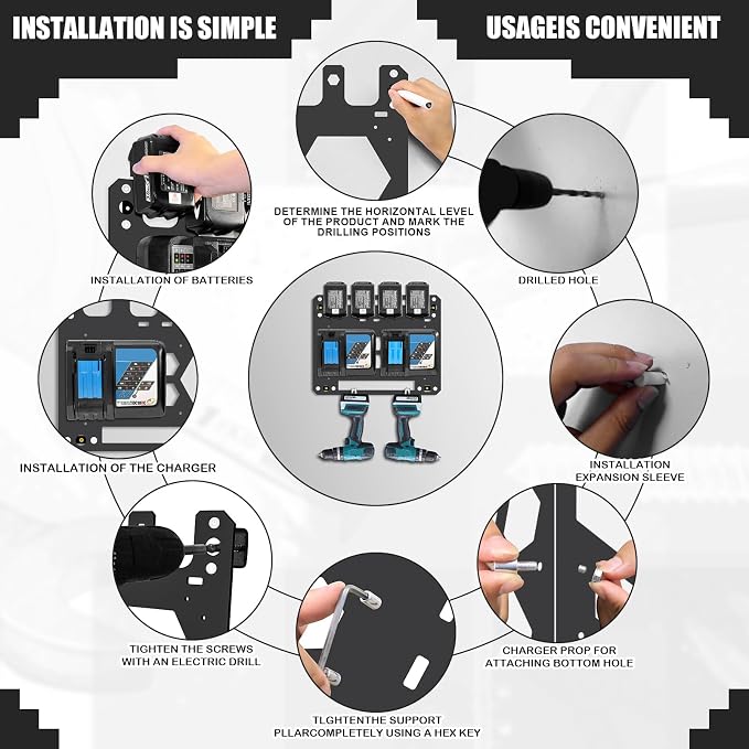 FETESNICE Metal Charger Mount for Makita Battery Holder and DC18RC DC18RD - Image 4