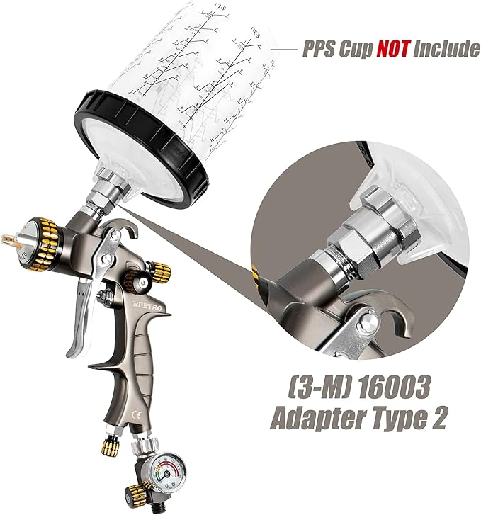 BEETRO HVLP Air Spray Gun, 1000ml Capacity 14.3CFM 29-32psi 1.4mm/1.8mm Nozzles - Image 6