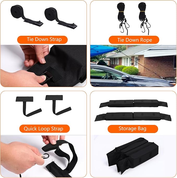 Car Soft Roof Rack Black 600D Oxford Cloth EVA Foam Anti Slip Bottom Universal - Image 4
