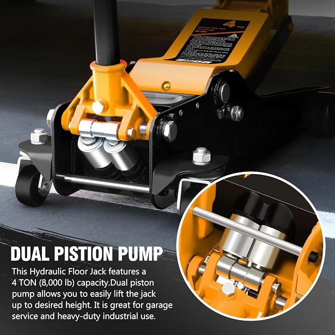 DNA MOTORING Low Profile Hydraulic Trolley Service/Floor Jack, 4 Ton Capacity - Image 3