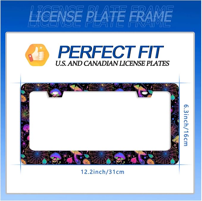 Hippie Mushroom License Plate Frame Mushrooms License Plate Stainless Steel - Image 7