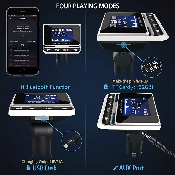 Bluetooth FM Transmitter for Car, Wireless Car Radio Adapter - Image 4