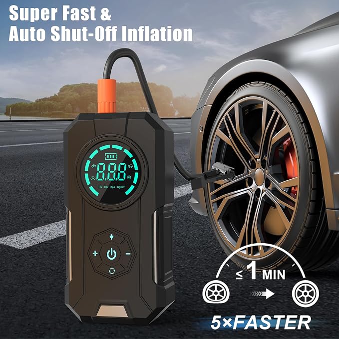 Tire Inflator Portable Air Compressor, 5X Faster Portable Air Compressor - Image 2