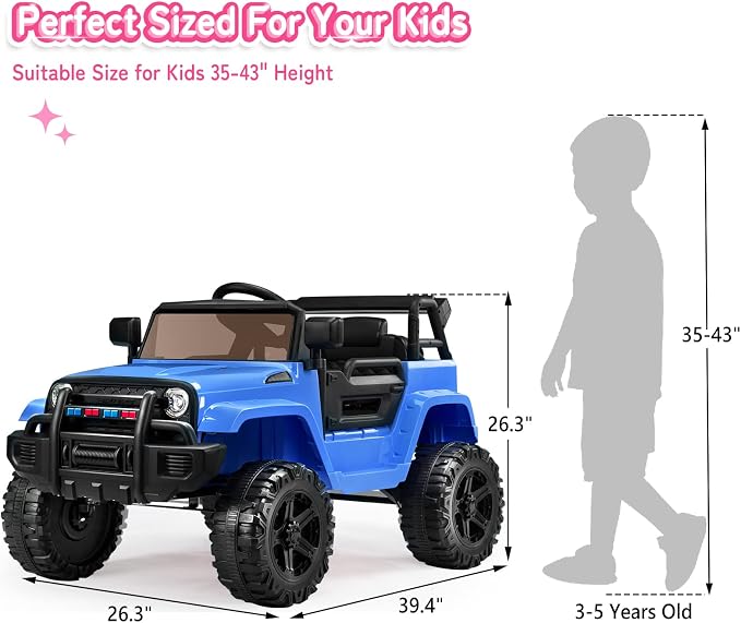 JOYMOR Ride on Truck with Remote Control, 4 Wheels 12V Battery Powered Kids Car - Image 6