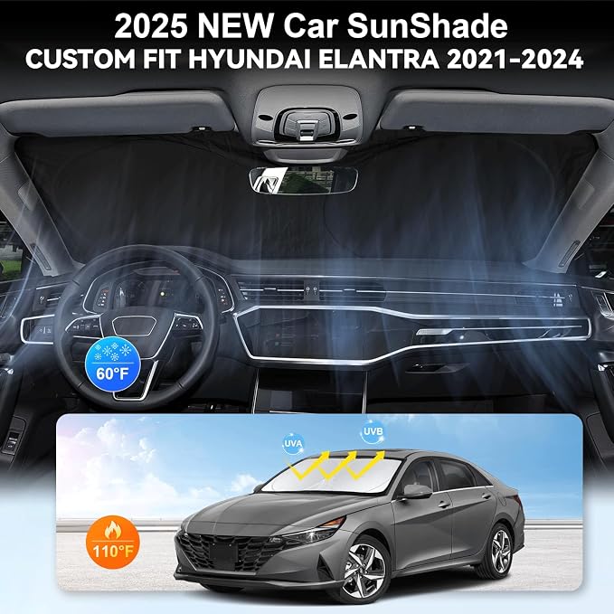 Custom Fit Sunshade for Elantra Windshield Sun Shade for 2021-2024 2025 2026 - Image 4