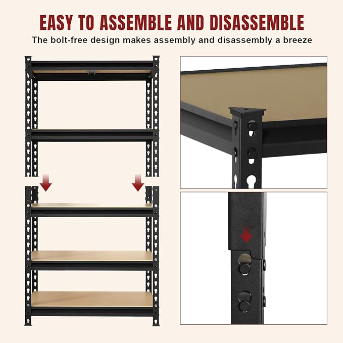 BIG RED 5 Tier Heavy Duty Garage Storage Shelving: Adjustable Metal Utility - Image 9