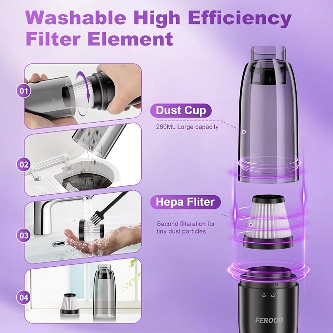 Handheld Vacuum Cordless Cleaner, 0.86 Lb Ultra-Lightweight Car Vacuum Portable - Image 6