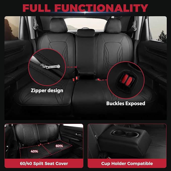 FREESOO Seat Covers for Honda CRV, Custom Fit Seat Covers Full Set, CRV LX EX - Image 5