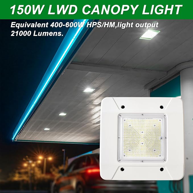 OSTEK 2 Pack LED Gas Station Canopy Light, 150W Carport Ceiling Light 5700K - Image 6