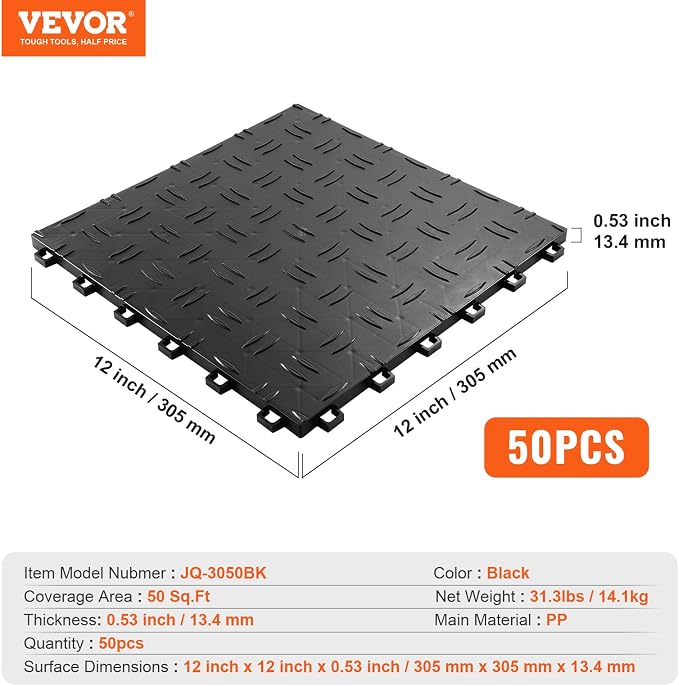 VEVOR Garage Tiles Interlocking, Non-Slip Double-Sided Texture Garage Flooring - Image 7