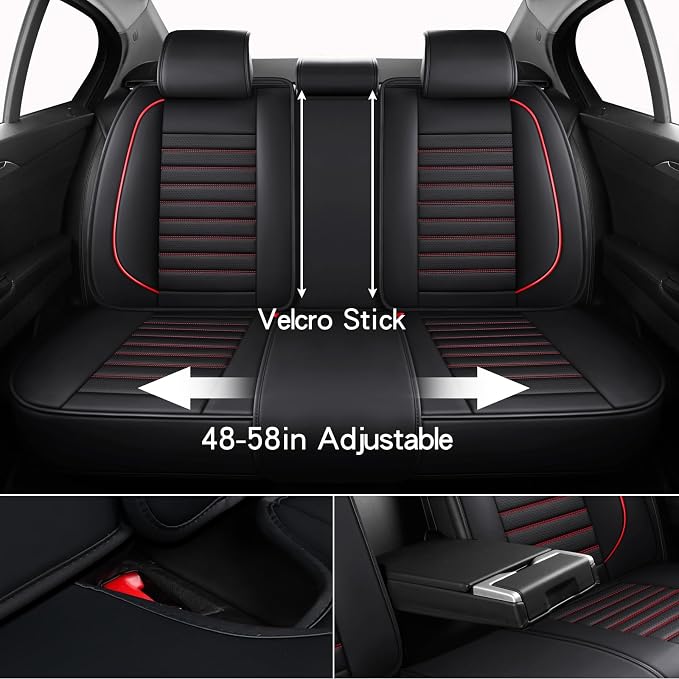 Leather Car Seat Covers Full Set, Universal Faux Leather Car Seat Covers 5 Seats - Image 5