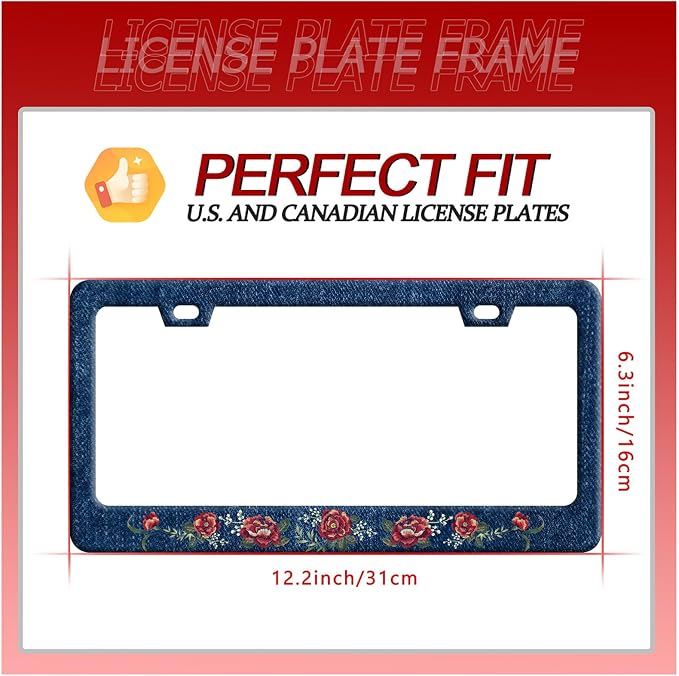Flower Blue Jean Design License Plate Frame Personalized License Plate - Image 7