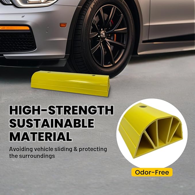 Garage Tire Stops for Garage Floor High-Visibility, 2 Pack 3.1" Higher Block - Image 3