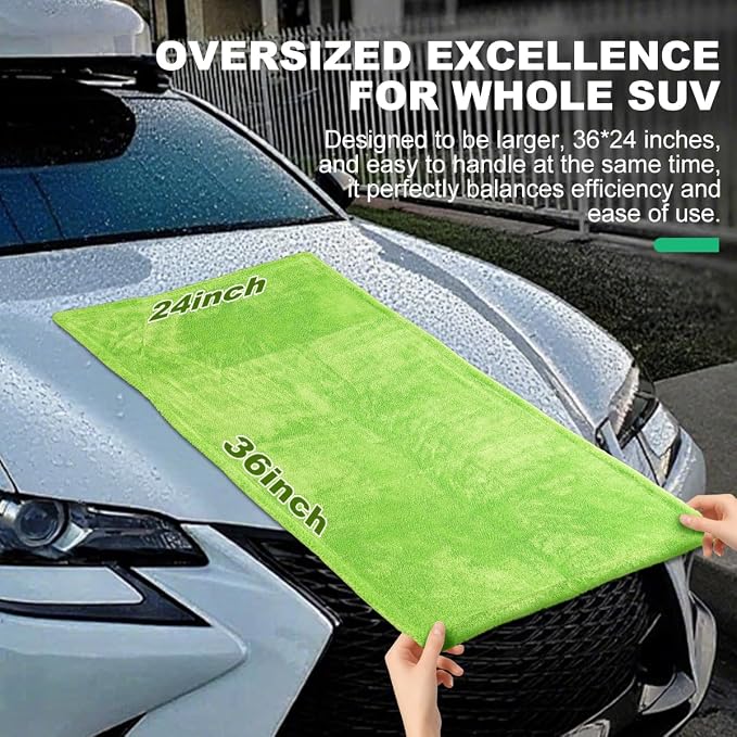 2 Pack Microfiber Towels for Cars, 1200 GSM Ultra-Soft Microfiber 36”x 24”& 16" - Image 2