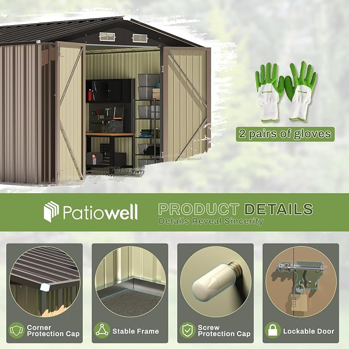 Patiowell 8x10 FT Outdoor Storage Shed - Image 7