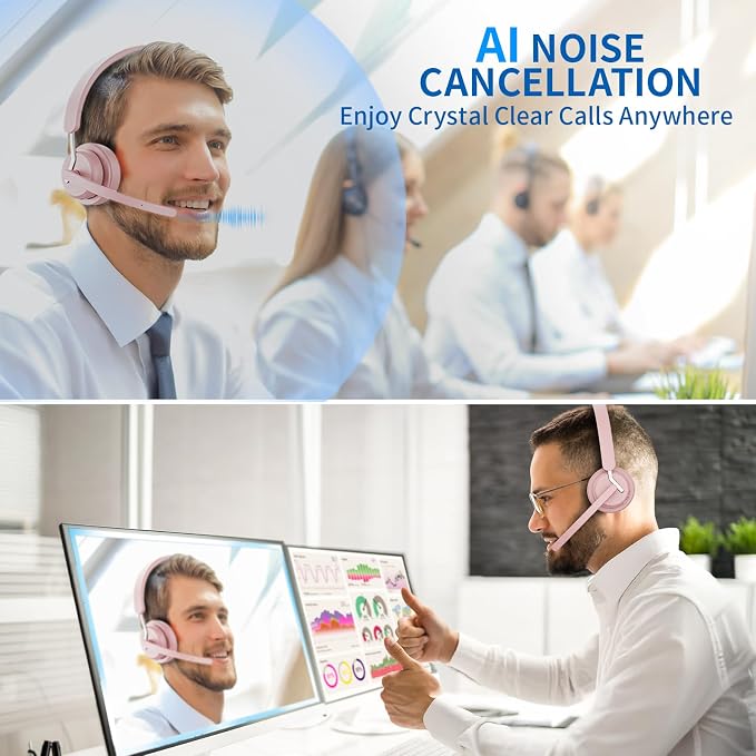 Wireless Headset with Mic, 2.4GHz Bluetooth Headset with AI Noise Cancelling - Image 5