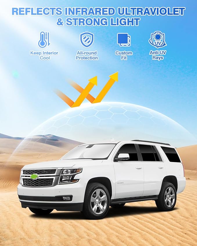 Sunshades for Chevrolet/Chevy Tahoe 2015-2020 Accessories Windshield Sun Shade - Image 2