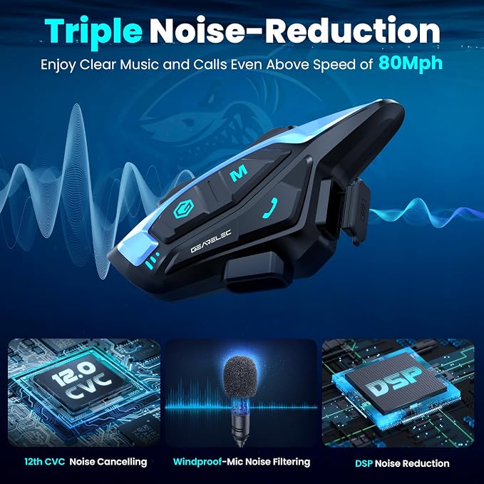 gearelec Motorcycle Helmet Bluetooth Headset Shark Pro Motorcycle Bluetooth - Image 4