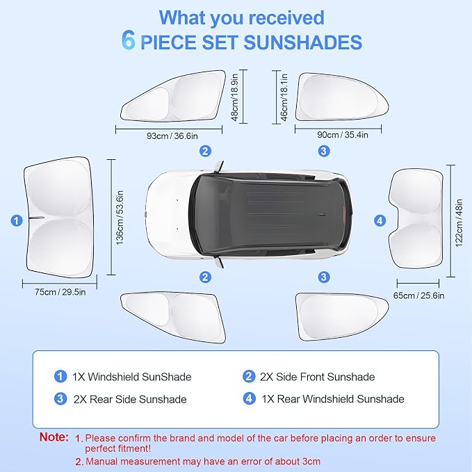 6pcs Car Window Shades for Toyota Camry 2018-2024 Accessories, Windshield Side - Image 7