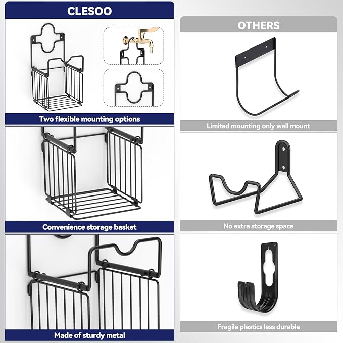 Garden Hose Holders for Outside Metal Water Hose Holder Wall Mount Hose Hanger - Image 6