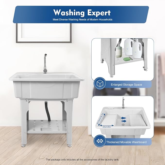 Freestanding Utility Sink Plastic Wash Station - Image 3