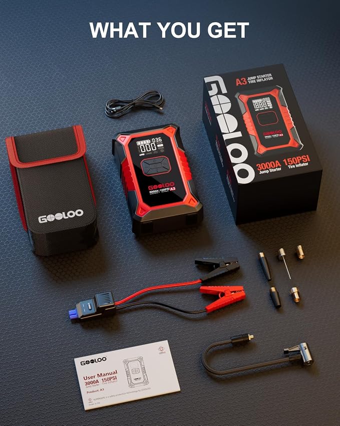 GOOLOO A3 Jump Starter with Air Compressor, 3000A Portable Car Battery Booster - Image 8