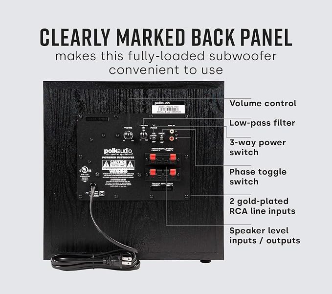 Polk Audio PSW10 10" Powered Subwoofer – Power Port Technology, Big Bass in - Image 5