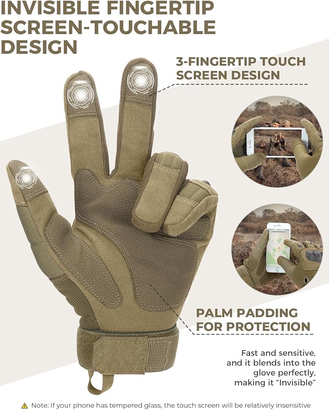 KEMIMOTO Tactical Gloves for Men, Touchscreen Motorcycle Gloves - Image 3