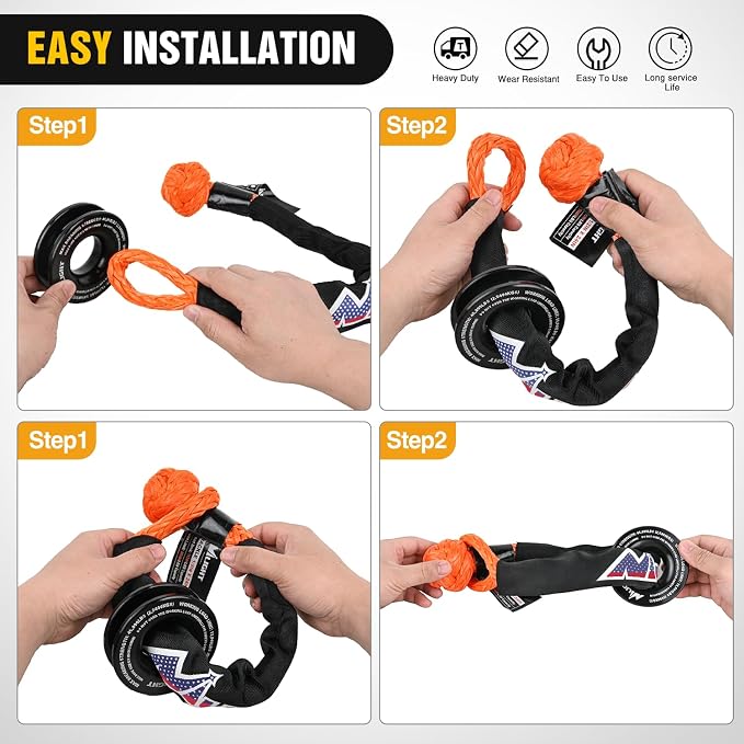 Nilight Synthetic Soft Shackle & Recovery Ring Kit 1/2inch x 24inch Soft Shackle - Image 7