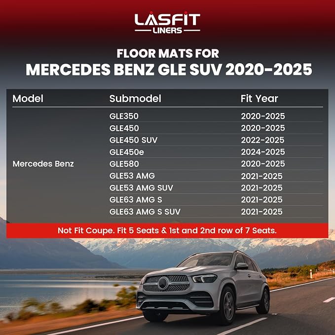 LASFIT Floor Mats for Mercedes Benz GLE SUV 2020-2026 350/450 / 450e / 580/53 - Image 6